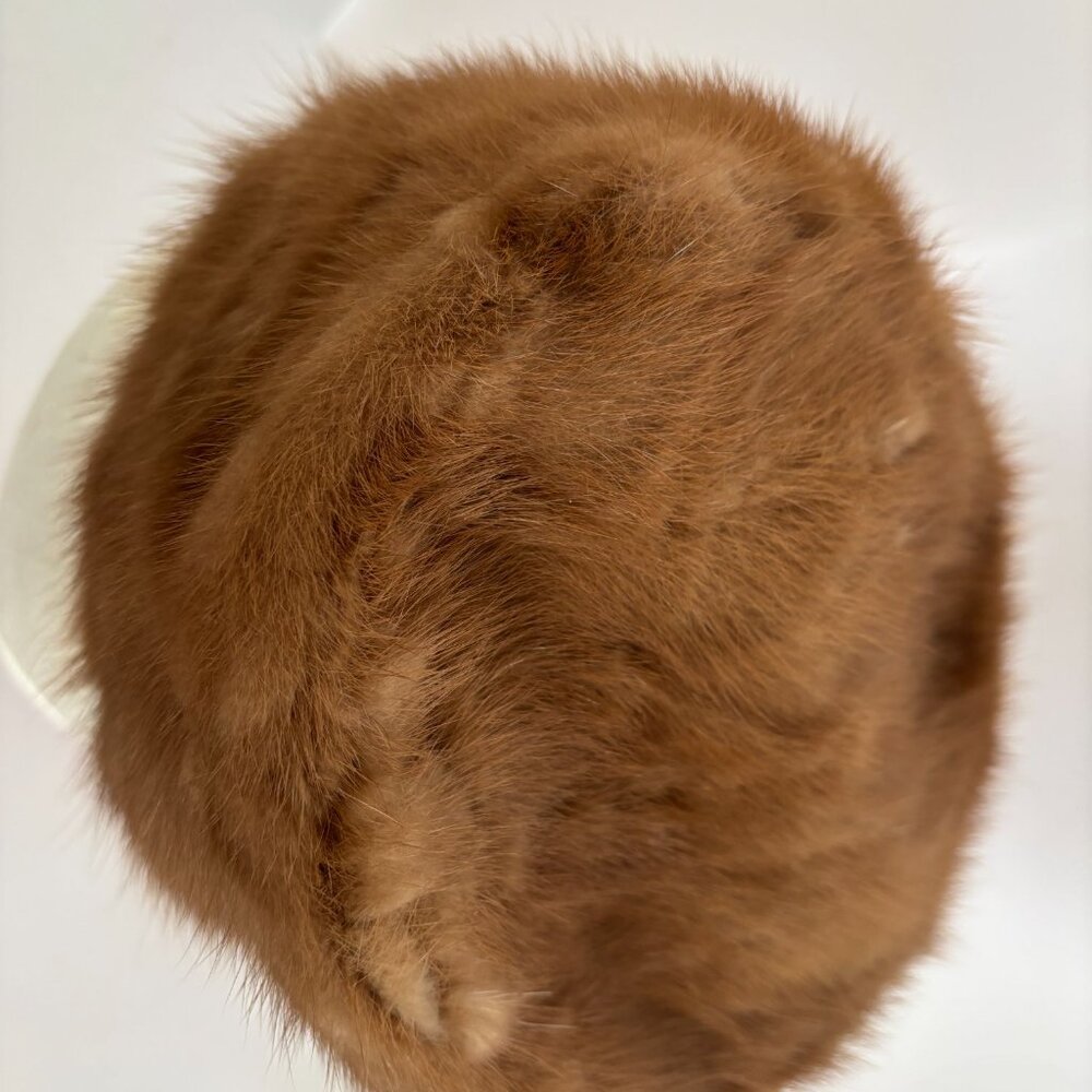 Franklin Simon Mink Fur Hat Vintage Brown Winter Union Made Label Tag UHCMW 60s - Picture 11 of 15